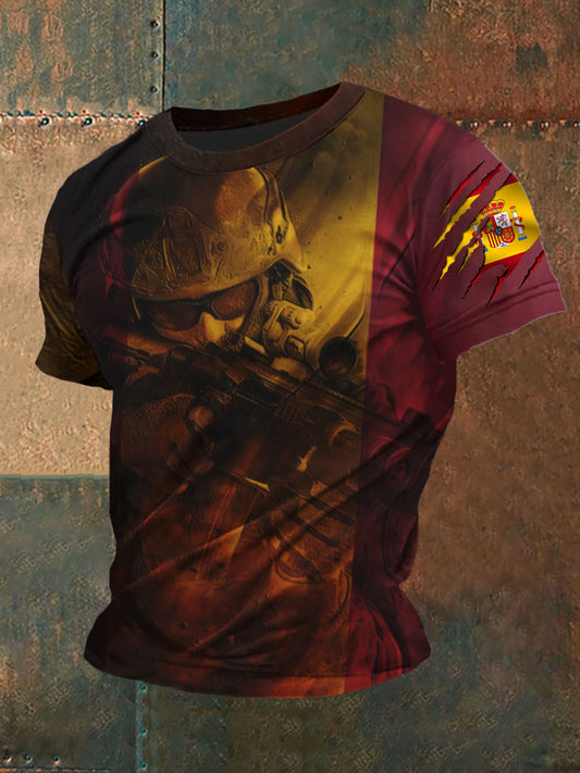 Camiseta bordada bandera española de los hombres