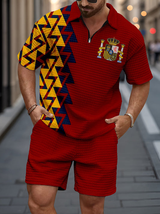 Waffle Casual Zip-Up Traje de los hombres