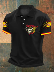 Camisa con estampado de bandera de arte toro español para hombre
