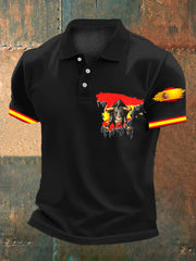 Camisa con estampado de bandera de arte toro español para hombre