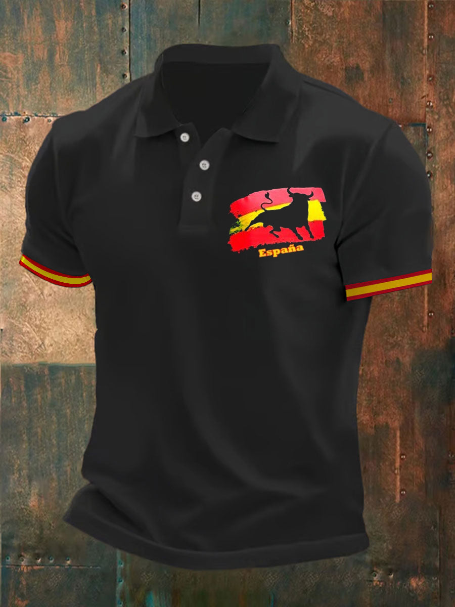 Polo de manga corta con estampado Toro español para hombre