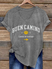 Camiseta estampada España Fe Peregrinación a Santiago para mujer