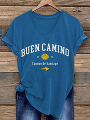 Camiseta estampada España Fe Peregrinación a Santiago para mujer