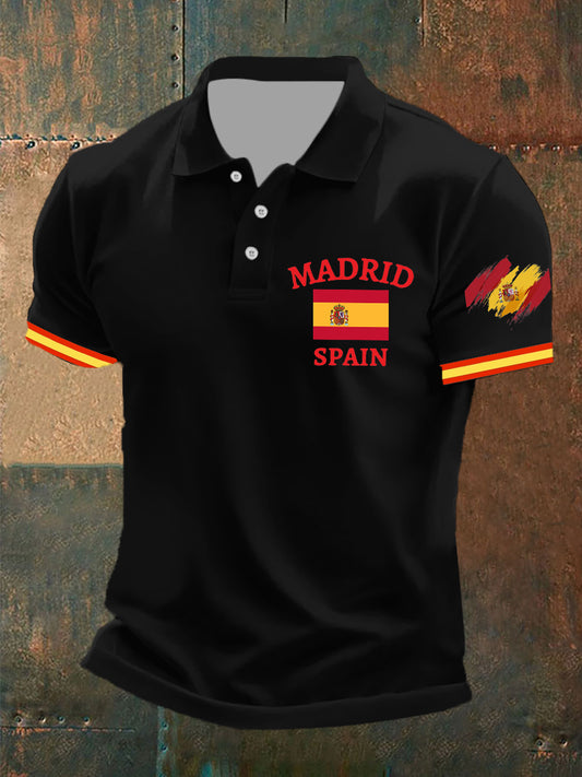 Top de manga corta con estampado de bandera de España para hombre