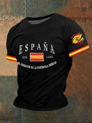 La bandera de España de los hombres imprimió la camiseta de manga corta