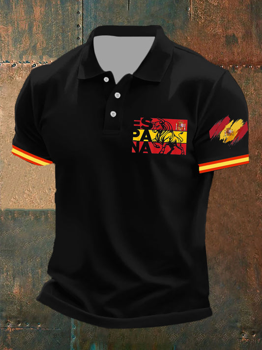 Top de manga corta con estampado de bandera de España para hombre