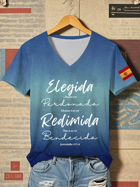 Camiseta de manga corta verso español de la Biblia de las mujeres