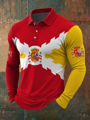 Cruz de España de los hombres de Borgoña Impreso Casual Tops